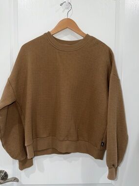 Vans Camel Brown Textured Crewneck Sweatshirt cropped oversized Size xsmall